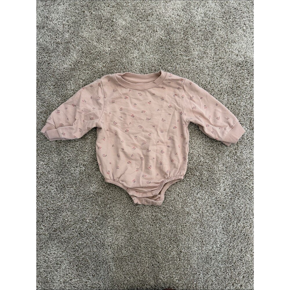 Easy Peasy Pink Floral Sweatshirt Onesie - Size 12 Mo Baby Girl